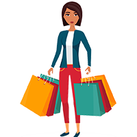 Women with shopping bags icon